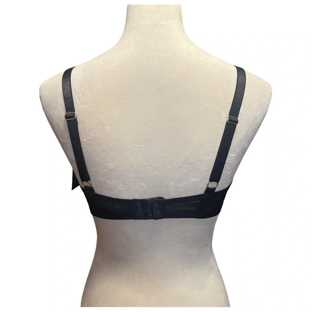 Frederick’s of Hollywood black mesh with gold studs rozlyn bra size 32DD NWT - Picture 7 of 8